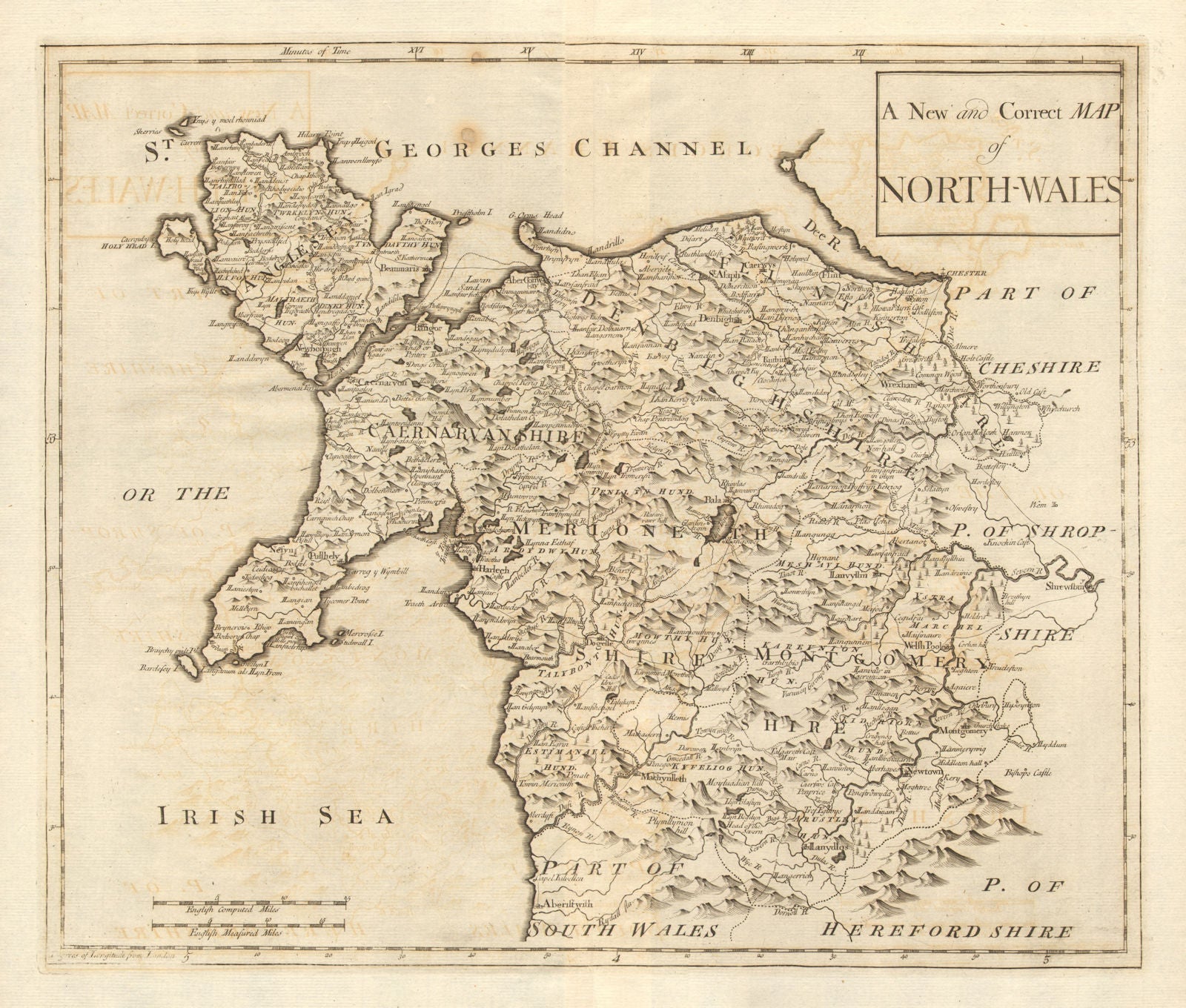 NORTH WALES. by ROBERT MORDEN from Camden's Britannia 1772 old antique map